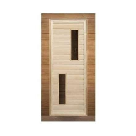 Дверь для бани липа с 2-мя стеклами (кор. хвоя) 1900x700 (без петель) купить в Пинске