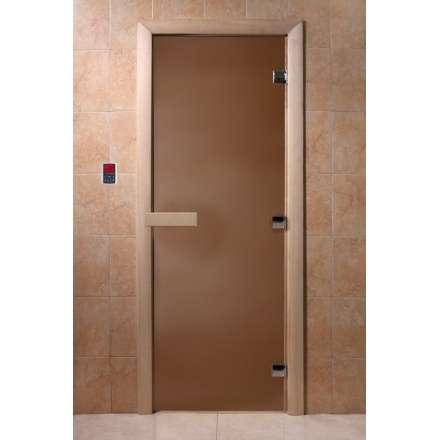 Дверь для сауны Doorwood Теплая ночь 1900x700 (коробка листва, стекло 8 мм, 3 петли) в Пинске