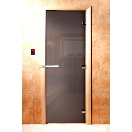 Дверь для сауны Doorwood Сумерки Графит прозрачный 1900x700 (стекло 8 мм, 3 петли) в Пинске
