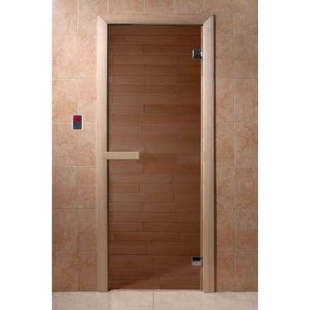 Дверь для бани и сауны Doorwood Бронза 1900x700 (хвоя, стекло 6 мм, 2 петли) в Пинске