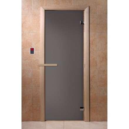 Дверь для бани Doorwood Графит матовый 1900x700 мм (коробка хвоя, стекло 6 мм, 2 петли) в Пинске
