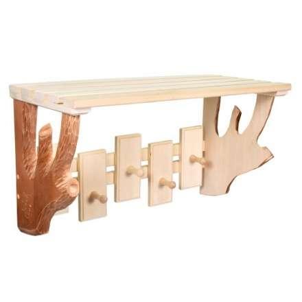 Полка-вешалка 5 крючков резная в Пинске