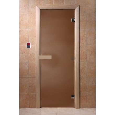 Дверь для бани стеклянная Doorwood Бронза матовая 1800x700 (хвоя, стекло 6 мм, 2 петли) в Пинске