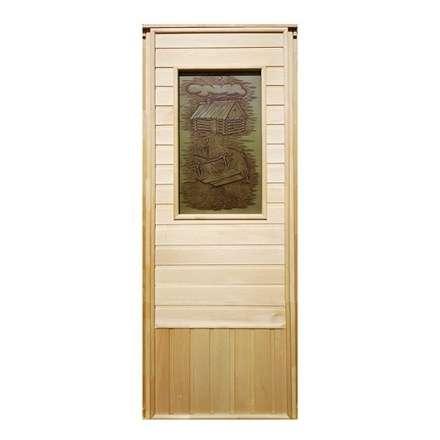 Дверь деревянная для бани DoorWood Эконом 1840x740 со стеклом ФП Изба в Пинске
