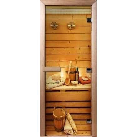 Дверь для сауны Doorwood с фотопечатью A033 1900x700 в Пинске