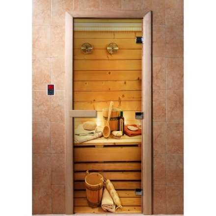 Дверь для сауны Doorwood с фотопечатью A033 1900x700 в Пинске