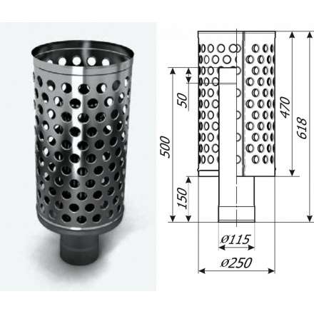 Каменка натрубная ДИЗЕЛЬ, ф115, 1/0,5мм, нерж/нерж в Пинске