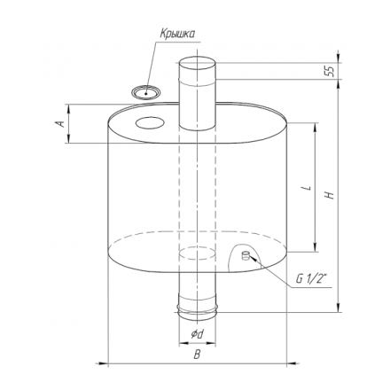 Бак Ferrum Комфорт эллиптический с трубой 70 л в Пинске