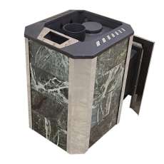 Печь Пегас 16 панорама в камне змеевик в Пинске