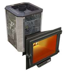 Печь Пегас 16 панорама в камне змеевик Амазонка бай фото в Пинске