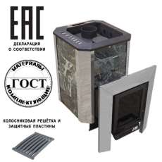 Печь Пегас 16 со стеклом в камне змеевик в Пинске