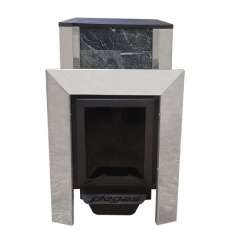 Печь Пегас 16 со стеклом в камне змеевик в Пинске
