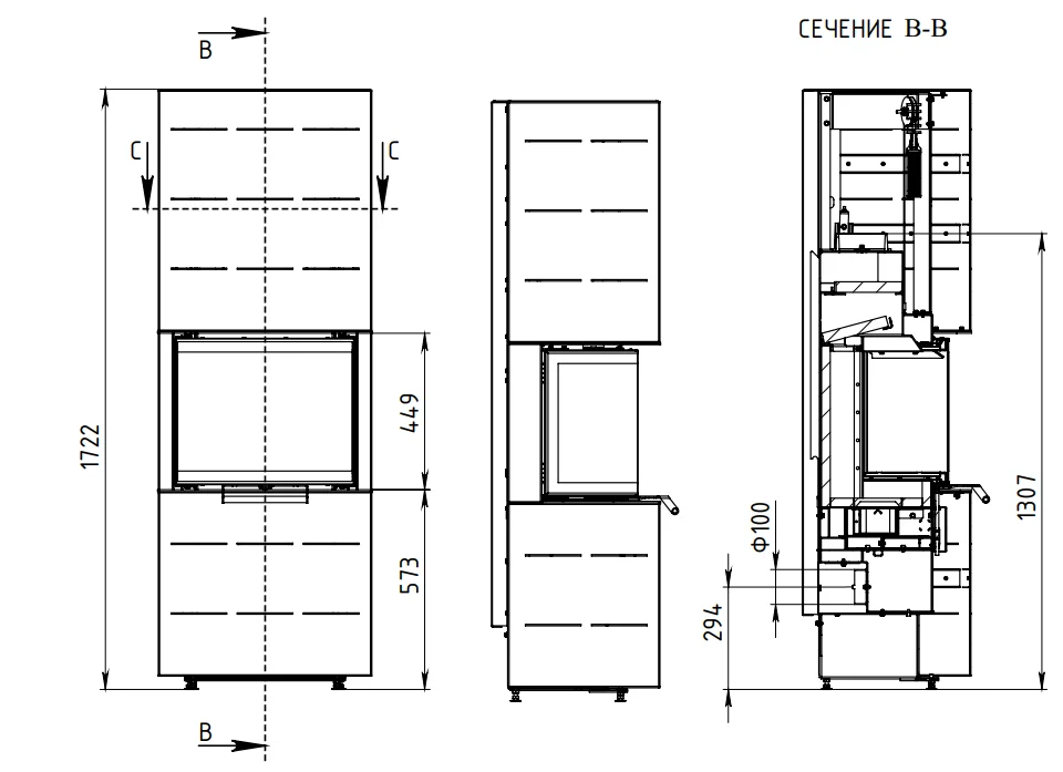 Печь-камин АОТ 7.0-01 в модификации Селена 7 в Пинске