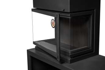 Камин МАДРИД на дровнике Гигант слева черный\белый шамот в Пинске