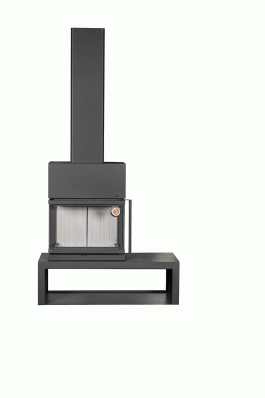 Камин МАДРИД на дровнике Гигант слева черный\белый шамот в Пинске