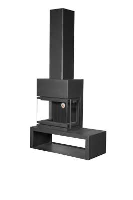 Камин МАДРИД на дровнике Гигант слева черный\белый шамот в Пинске
