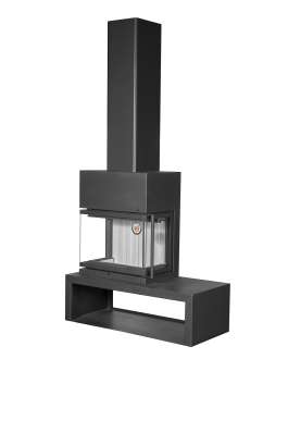 Камин МАДРИД на дровнике Гигант слева черный\белый шамот в Пинске