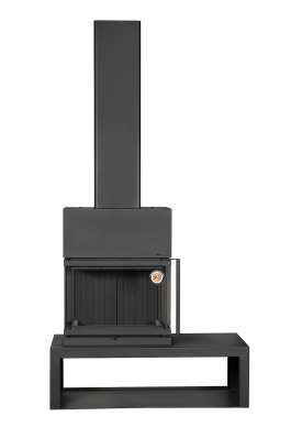 Камин МАДРИД на дровнике Гигант слева черный\белый шамот в Пинске