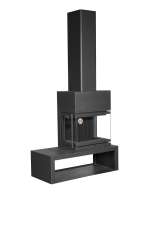 Камин МАДРИД на дровнике Гигант справа черный\белый шамот в Пинске