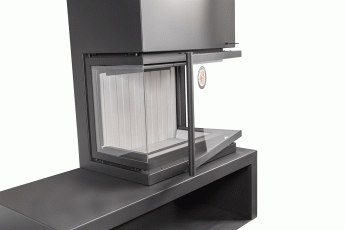 Камин МАДРИД на дровнике Гигант справа черный\белый шамот в Пинске