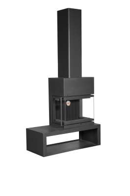 Камин МАДРИД на дровнике Гигант справа черный\белый шамот в Пинске