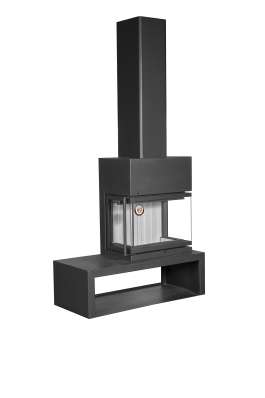 Камин МАДРИД на дровнике Гигант справа черный\белый шамот в Пинске