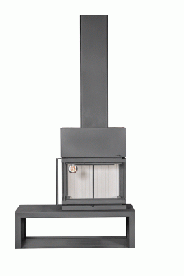 Камин МАДРИД на дровнике Гигант справа черный\белый шамот в Пинске