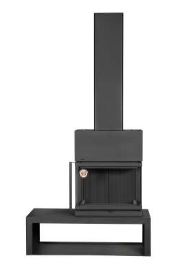 Камин МАДРИД на дровнике Гигант справа черный\белый шамот в Пинске