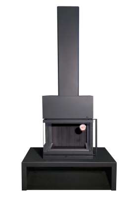 Камин МАДРИД на дровнике Гигант центральный черный\белый шамот в Пинске