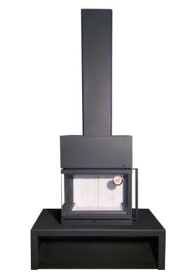 Камин МАДРИД на дровнике Гигант центральный черный\белый шамот в Пинске