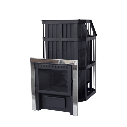 Печь банная Сибирь-24 c закрытой каменкой, панорамная дверца Амазонка бай фото в Пинске