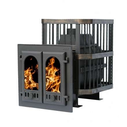 Печь банная Сибирь-24 с двухстворчатой каминной дверцей Амазонка бай фото в Пинске