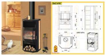 Купить стальной камин с шамотом Мета-Бел Ангара в Пинске фото в Пинске