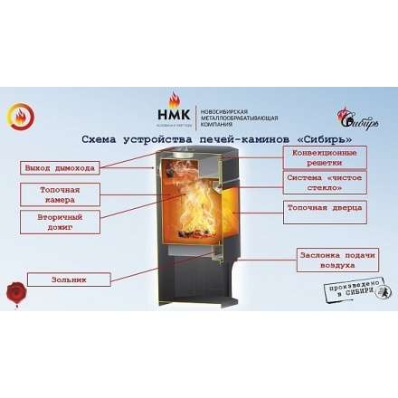 Стальной популярный камин с дровницей Сибирь 12 фото в Пинске