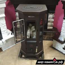 Недорогая стальная печь Термофор Статика Секста, чёрная бронза фото в интерьере в Пинске