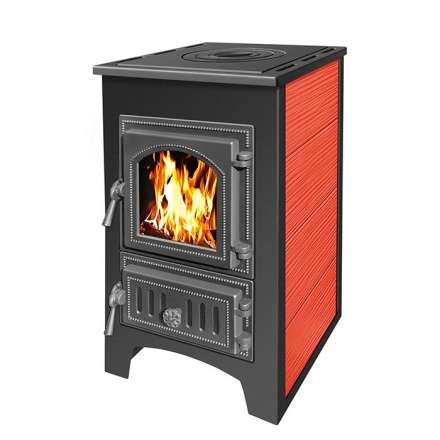 Печь-камин Везувий ПК-01 (270) с плитой  красная 9 кВт Амазонка бай фото в Пинске