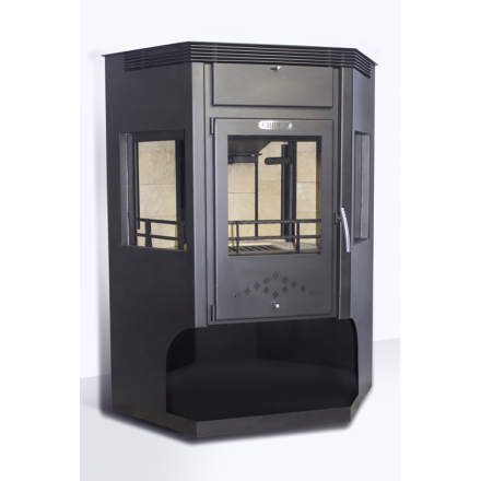 Стальная печь-камин Сибирь 15 с дровницей фото в Пинске