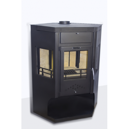 Стальной камин Сибирь 15 с дровницей фото в Пинске