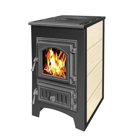 Печь-камин Везувий ПК-01 (270) c плитой бежевая 9 кВт Амазонка бай фото в Пинске