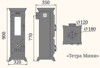 Отопительная печь Термофор Статика Тетра Мини, чёрная бронза фото в Пинске