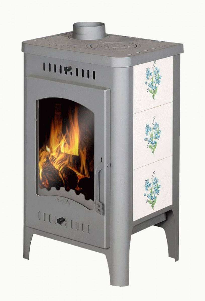 Печь-камин Бавария Оптима Незабудка с плитой фото в Пинске