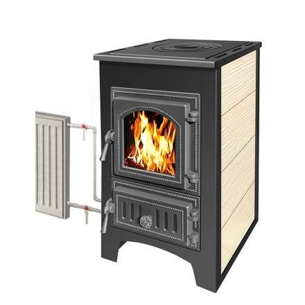 Печь-камин Везувий ПК-01 (270) с плитой и т/о бежевая 9 кВт Амазонка бай фото в Пинске