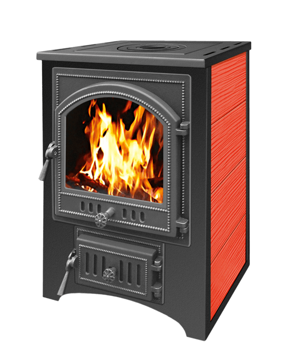 Печь-камин Везувий ПК-01 (205) c плитой красная 12 кВт Амазонка бай фото в Пинске