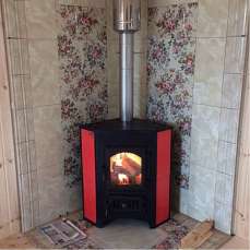 Купить Печь-камин Везувий ПК-01 (220) угловой красный 9 кВт в Пинске в Пинске