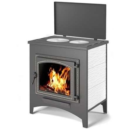 Печь-камин Везувий ПК-04 (240) с плитой беж 12 кВт Амазонка бай фото в Пинске