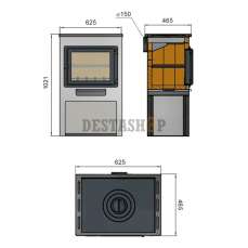 недорогой печь-камин со стеклом ЭТНА (БКД) с плитой Амазонка бай фото в Пинске