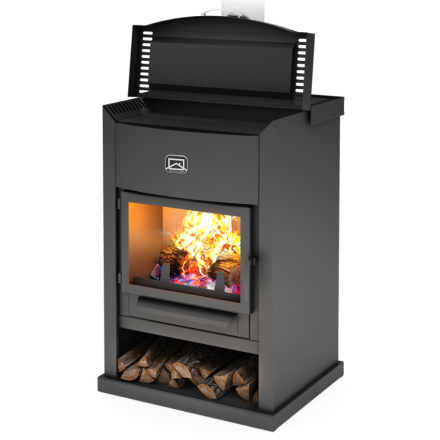 Стальной камин с дровницей Теплодар ОВ-120 (прямой) фото в Пинске