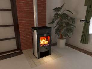 Стальной камин со стеклом Теплодар Танго фото в Пинске