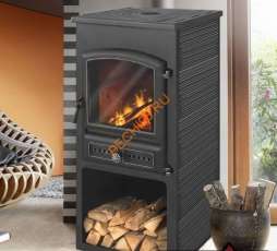 Недорогой стальной печь-камин со стеклом ЭТНА (БКД) с плитой Амазонка бай фото в Пинске