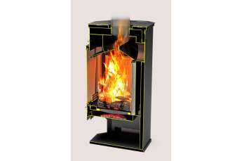 Стальной недорогой камин с дровницей Теплодар Румба фото в Пинске